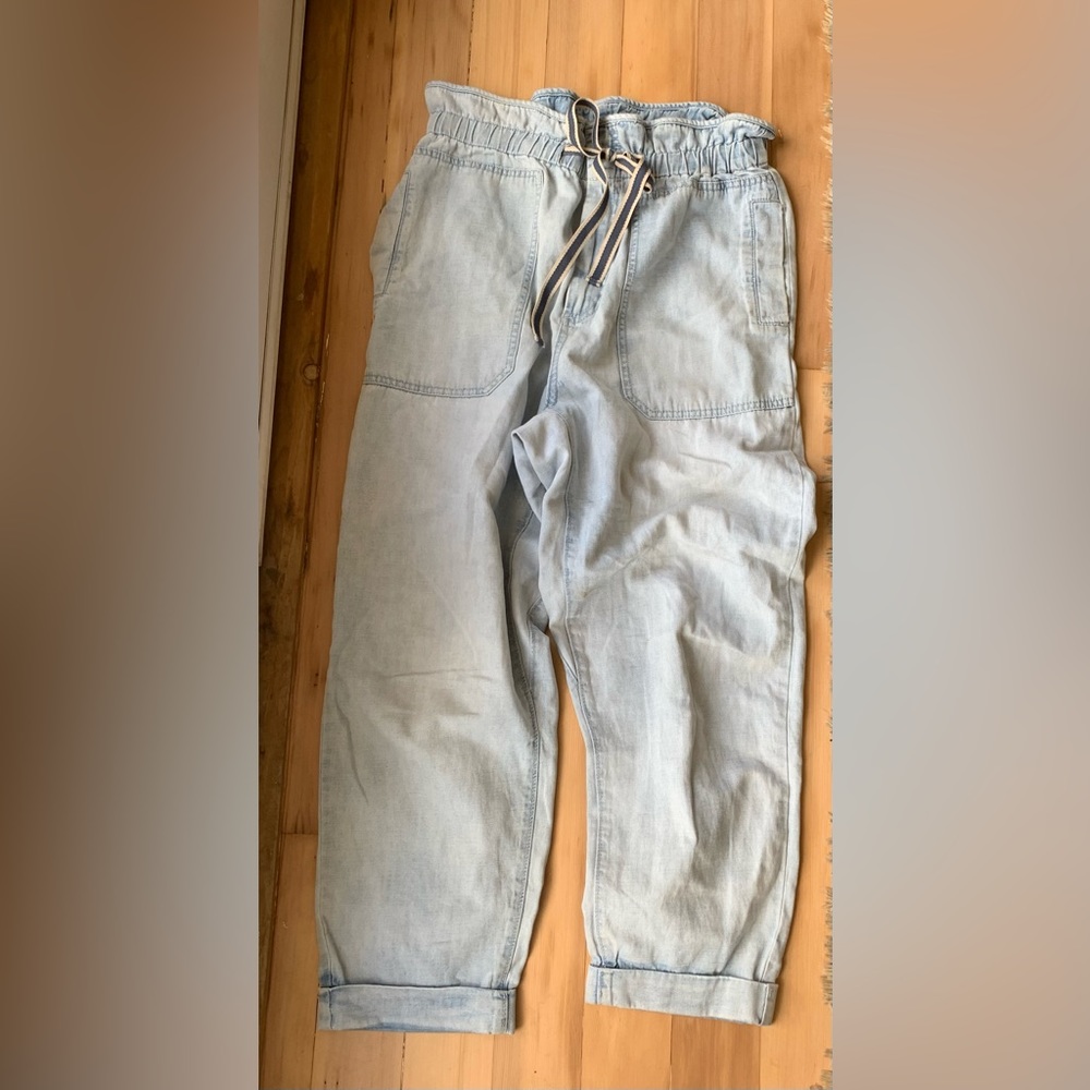 Free People Paperbag Denim w/ Drawstring Waist Size Small